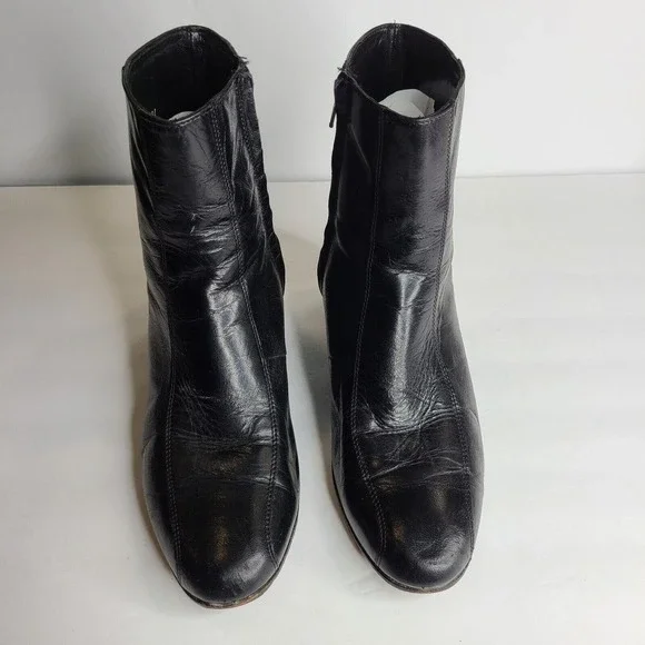 VTG Florsheim Black Leather Duke Boots Round Toe Men's 8.5 E Extra Wide Width - Picture 4 of 11